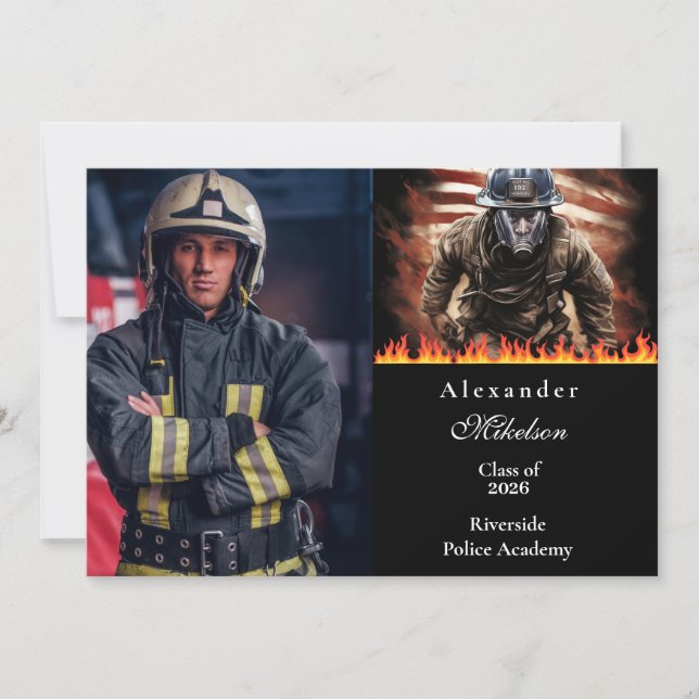 Photo Firefighter Hero Graduation Announcement (Front)