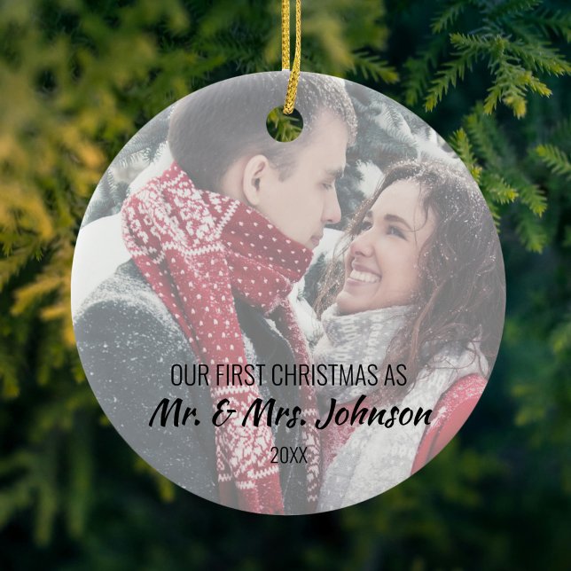 Photo First Christmas as Mr & Mrs Ceramic Tree Decoration (Creator Uploaded)