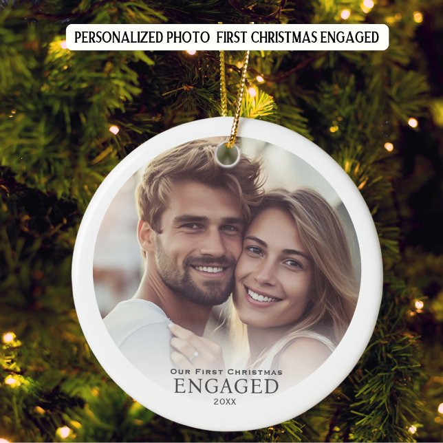 Photo  First Christmas Engaged Personalised Ceramic Tree Decoration (Creator Uploaded)