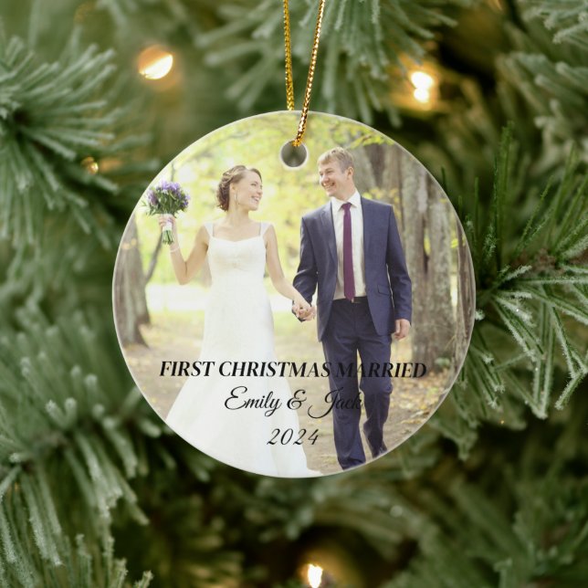 Photo first christmas married ceramic tree decoration (Tree)