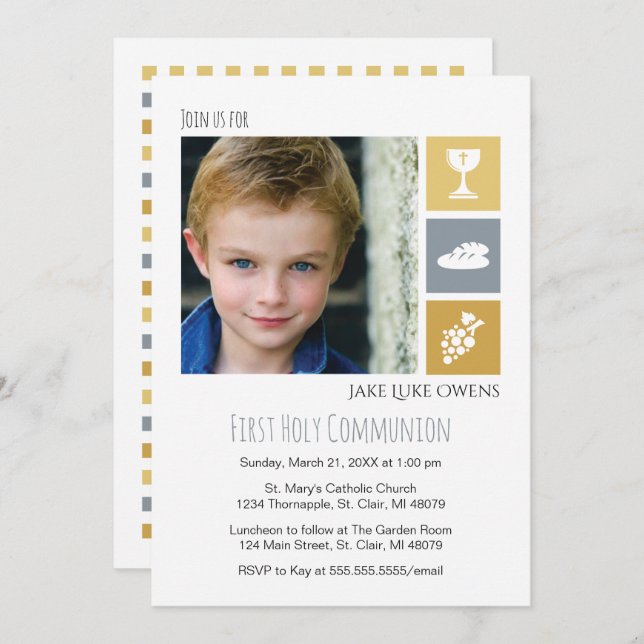 Photo First Communion Invitation (Front/Back)