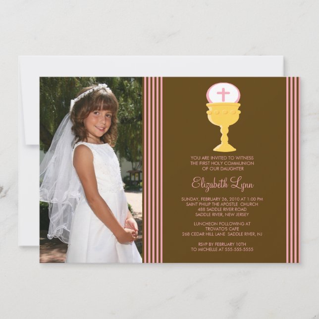 Photo First Communion Invitation Chalice (Front)