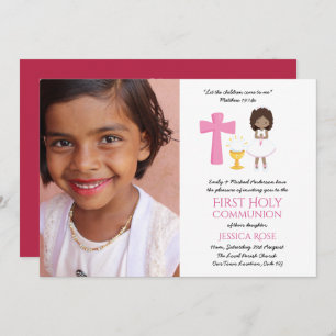 PHOTO First Holy Communion Invites Girl Dark Skin