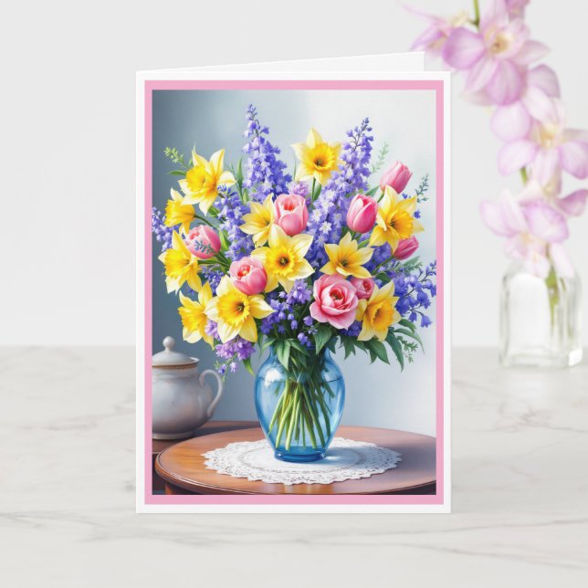 Photo First Mother's Day Spring Flowers Card (Orchid)