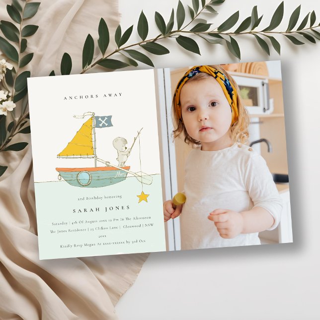 Photo Fishing Bear Kids Any Age Birthday Invite (Creator Uploaded)