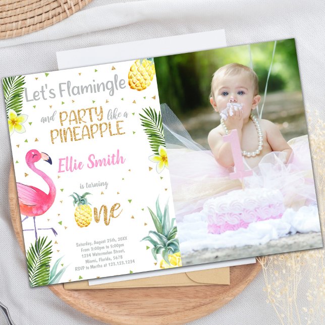 Photo Flamingo & Pineapple Invitations (Photo Flamingo Invitations | Pineapple Invitations)
