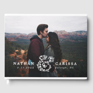 Photo Floral Ampersand Wedding Guest Book
