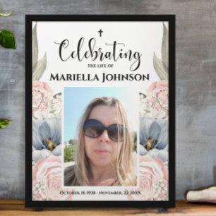 Photo Floral Celebrating the life  Funeral Poster