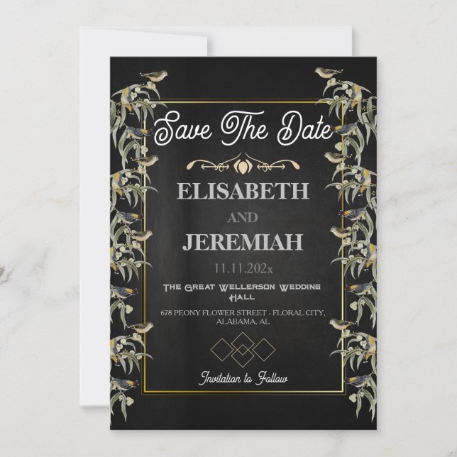 Photo Floral Classic Wedding Save the Date  Invitation (Front)