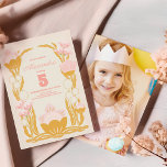 Photo Floral Pink Gold kids Birthday Invitation<br><div class="desc">Transport your guests to an era of timeless elegance with our Retro Floral Pink Gold Kids Birthday Invitation. This invitation is not just an announcement; it's a masterpiece that seamlessly blends retro charm with a touch of modern grace. The floral patterns, adorned with hues of pink and gold, bring a...</div>
