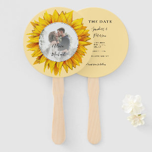 Photo floral rustic chic wedding save the date hand fan