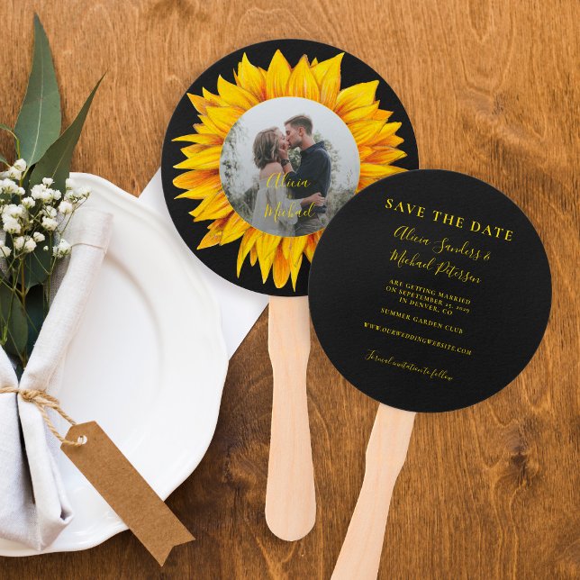 Photo floral rustic elegant wedding save the date hand fan (Creator Uploaded)