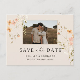 Photo Floral Save The Date Postcard