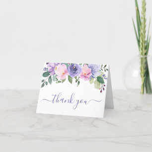 Photo Floral Wedding Thank You Card