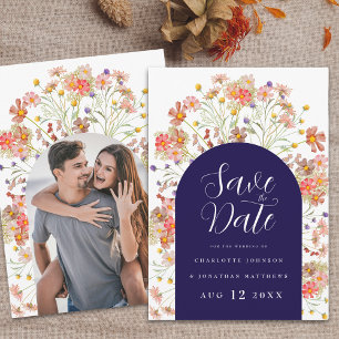 Photo Floral Wildflower Boho Wedding Save The Date