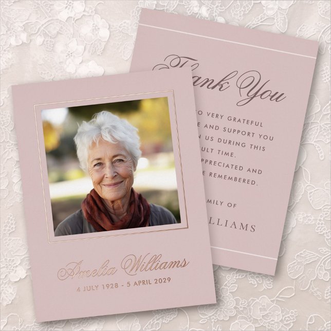 Photo foil dusty rose sympathy thank you card (Photo foil dusty rose sympathy thank you card)