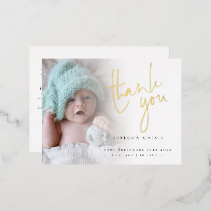Photo Foil Script Thank You BIrth Announcement