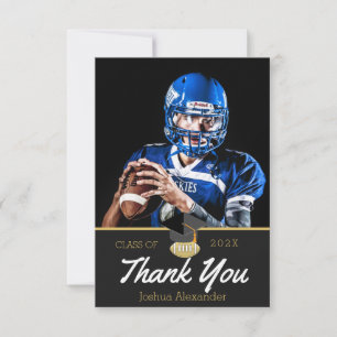 Photo Football player congratulation graduate Thank You Card