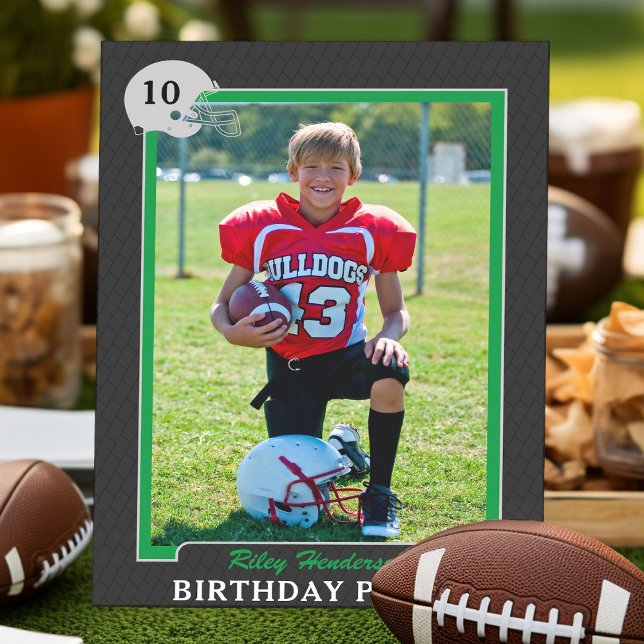 Photo Football Trading Card Birthday Party (Football trading card birthday invitations.)