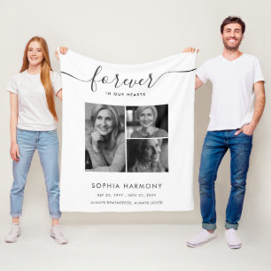 Photo Forever in Our Hearts Memorials Funeral Fleece Blanket
