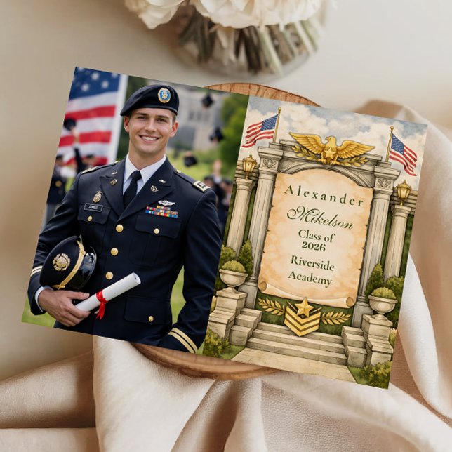 Photo Formal Military Graduation Celebration Announcement (Creator Uploaded)