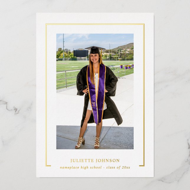 Photo Frame 1 Foil Graduation Announcement (Front)