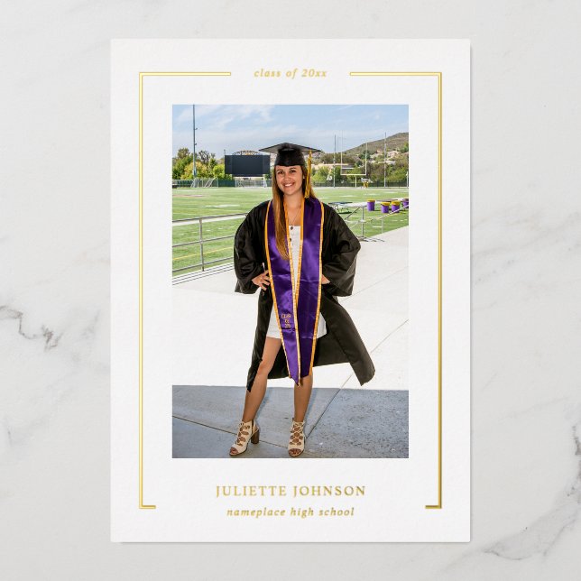 Photo Frame 2 Foil Graduation Announcement (Front)