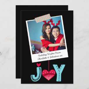 Photo Frame And Tape Christmas Joy Heart Holiday Card