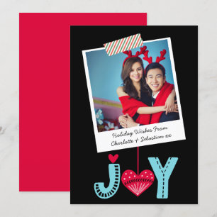 Photo Frame And Tape Christmas Joy Heart Holiday Card
