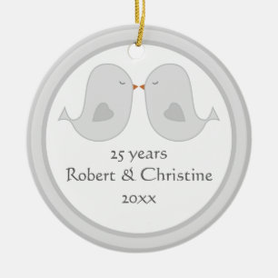 Photo Frame Lovebirds Anniversary Ceramic Tree Decoration