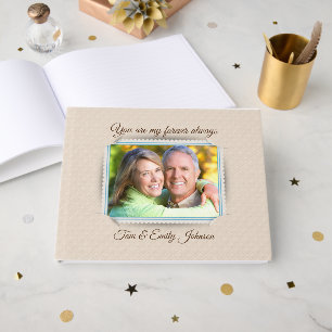 Photo Frame On Embossed Pattern for Wedding  Guest Book