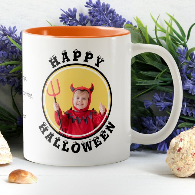 Photo Frame Personalised Happy Halloween Two-Tone Coffee Mug (Creator Uploaded)