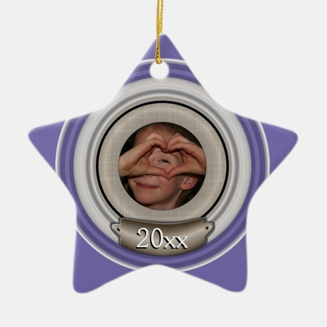 Photo Frame Personalizable Template Ceramic Tree Decoration (Front)