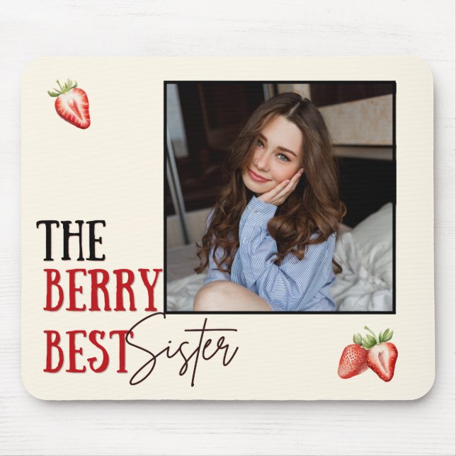 Photo Frame Sister Strawberry Theme Mouse Pad (Front)