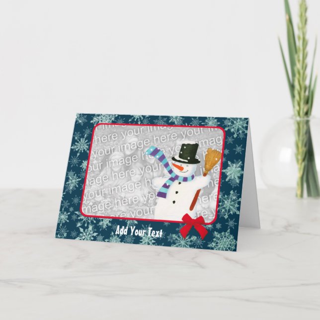 Photo Frame with Snowman Holiday Card (Front)