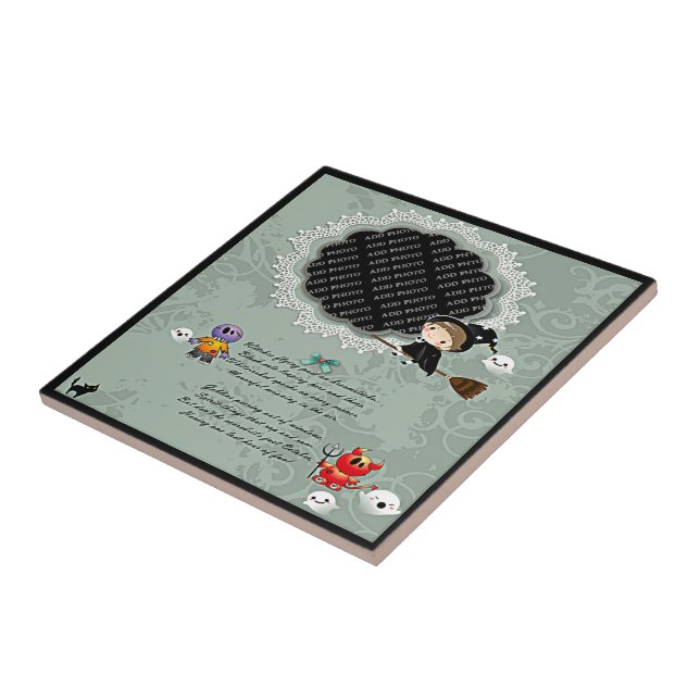 Photo Frame with Witch, Monsters, Ghost, Cat Tile (Side)