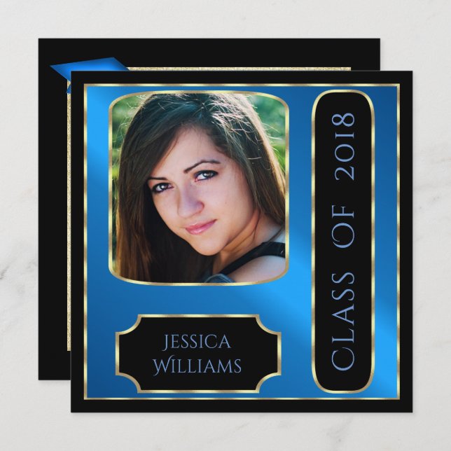 Photo Framed Graduation Double Sided Invitation (Front/Back)