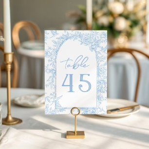 Photo French Toile Blue and White Floral Wedding Table Number