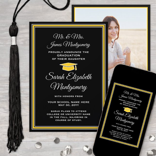 Photo From Parents Black Gold Yellow Graduation Announcement (Creator Uploaded)