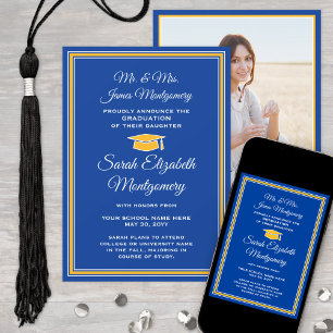 Photo From Parents Blue and Gold Formal Graduation Announcement