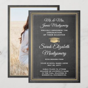 Photo From Parents Chalkboard and Gold Graduation Announcement