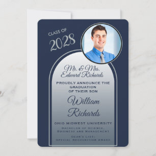 Photo From Parents Navy Blue and Silver Invitation