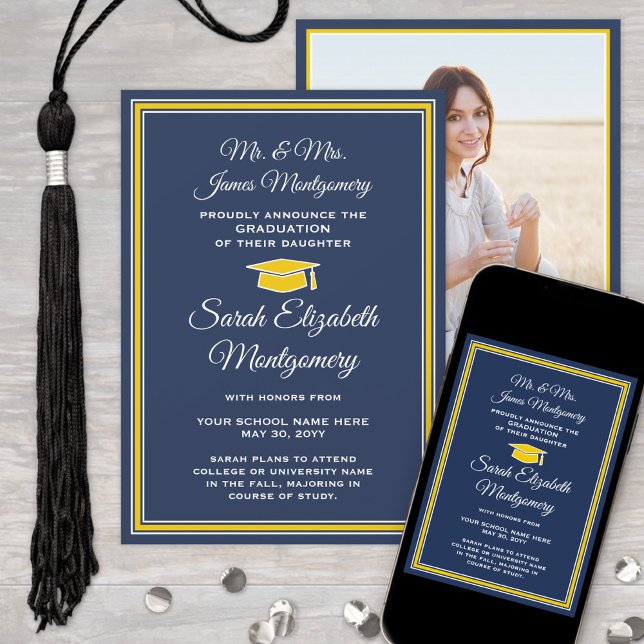 Photo From Parents Navy & Gold Formal Graduation Announcement (Creator Uploaded)