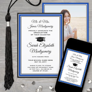 Photo From Parents Royal Blue and White Graduation Announcement