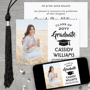 Photo From Parents Simple Black & White Graduation Announcement