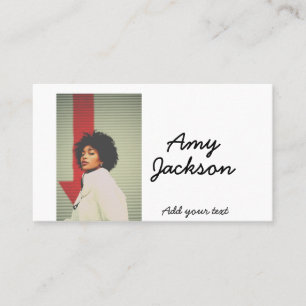 Photo full name date simple minimal girl woman business card