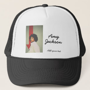 Photo full name date simple minimal girl woman  trucker hat