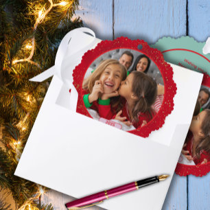 Photo Fun Stomping Reindeers  Tree Decoration Card