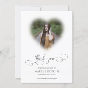 Photo Funeral Calligraphy Script Thank You Cards