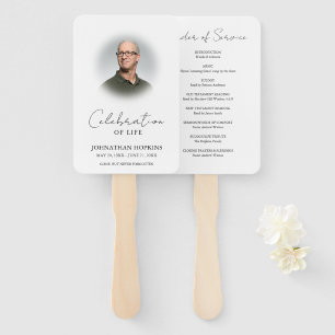 Photo Funeral Celebration of Life Order of Service Hand Fan